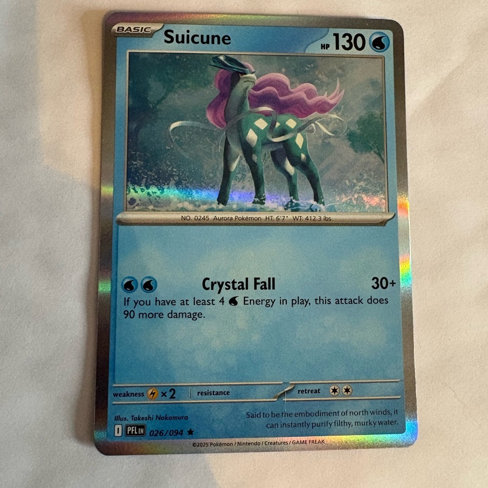 Suicune Pokémon Holo Card - Blue / Purple Artwork